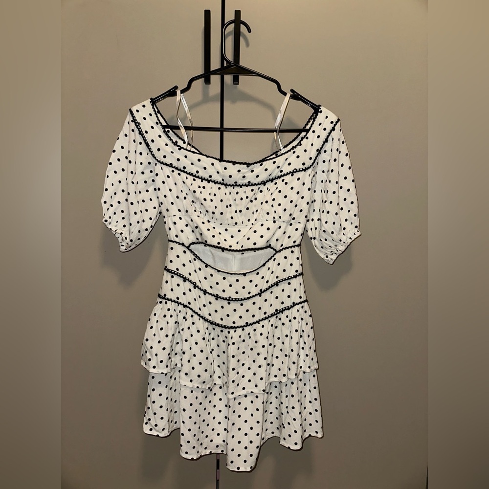 Lovers and Friends Louis Off-Shoulder Polka Dot Dress Size XXS - Picture 5 of 9